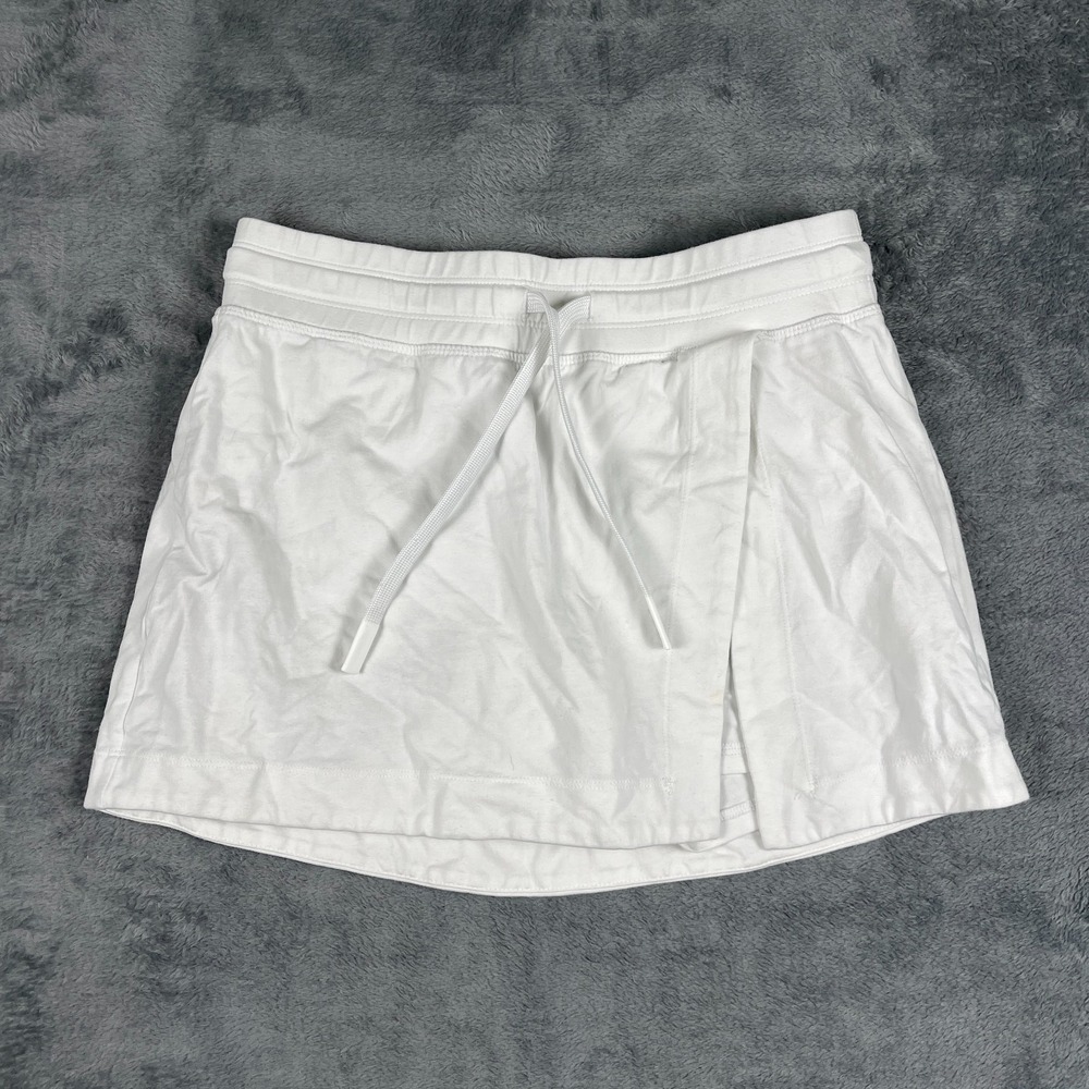 JoyLab Washed Jersey Slit Skort Womens Small White Built In Brief Drawstring
